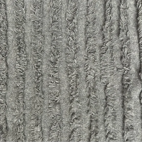 Madewell 100% Merino Wool Fringe Stripe Sweater Gray XS Boxy Cropped - Picture 6 of 10